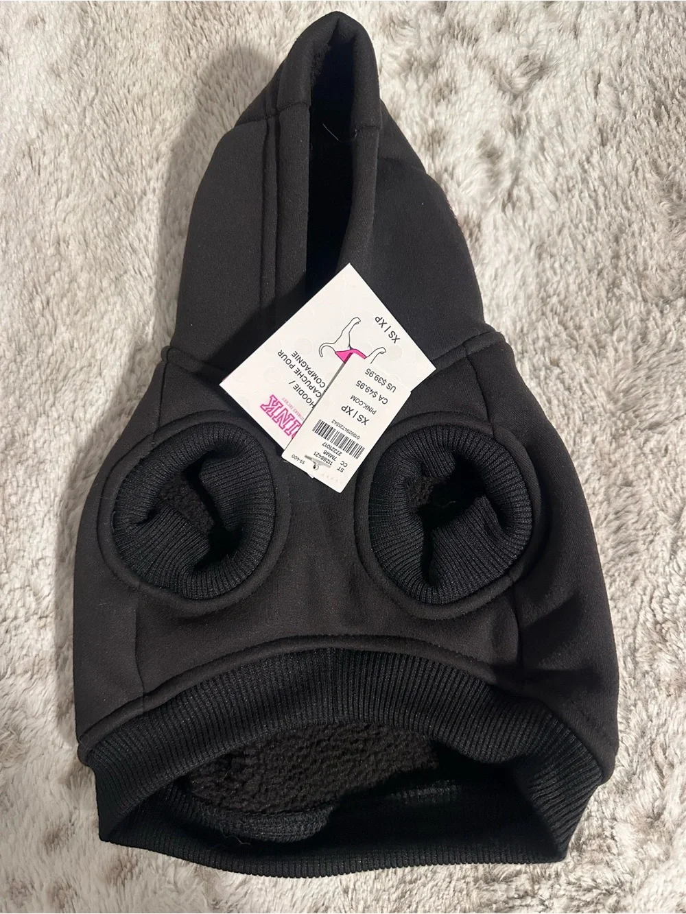 PINK Victoria's Secret Black Dog Hoodie with Pink Rhinestone Skeleton